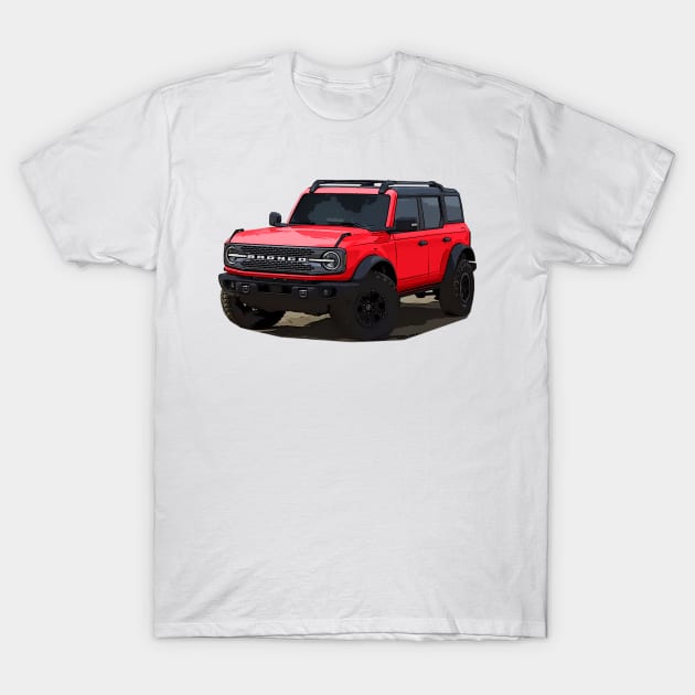 2021 Ford Bronco 4 Door Race Red T-Shirt by Woreth